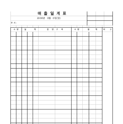 매출일계표 (2) 매출일계표 (2)